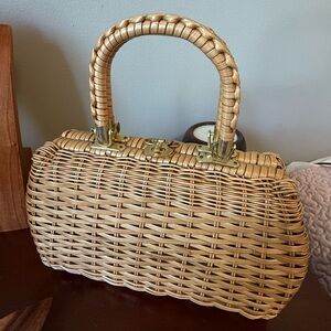 Vintage Tan Woven Handbag
